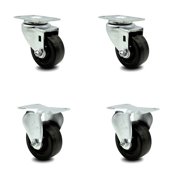 Service Caster 3.5 Inch Phenolic Wheel Swivel Top Plate Caster Set with 2 Rigid SCC-20S3514-PHS-2-R-2